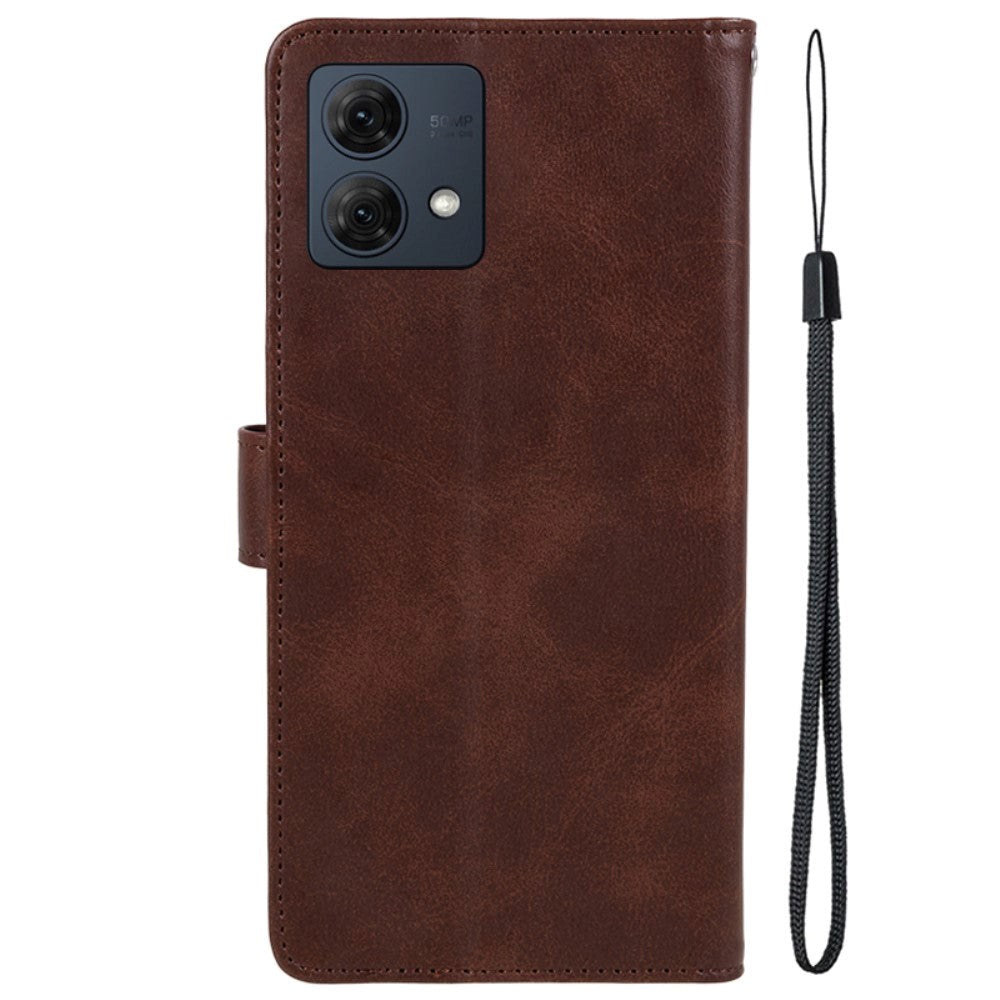 Motorola Moto G84 Læder Mobil Cover m. Pung & Strop - Brun
