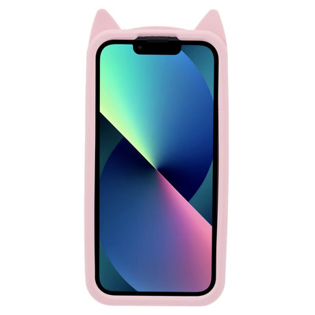 iPhone 13 Silikone Mobil Cover m. 3D Kat - Lyserød