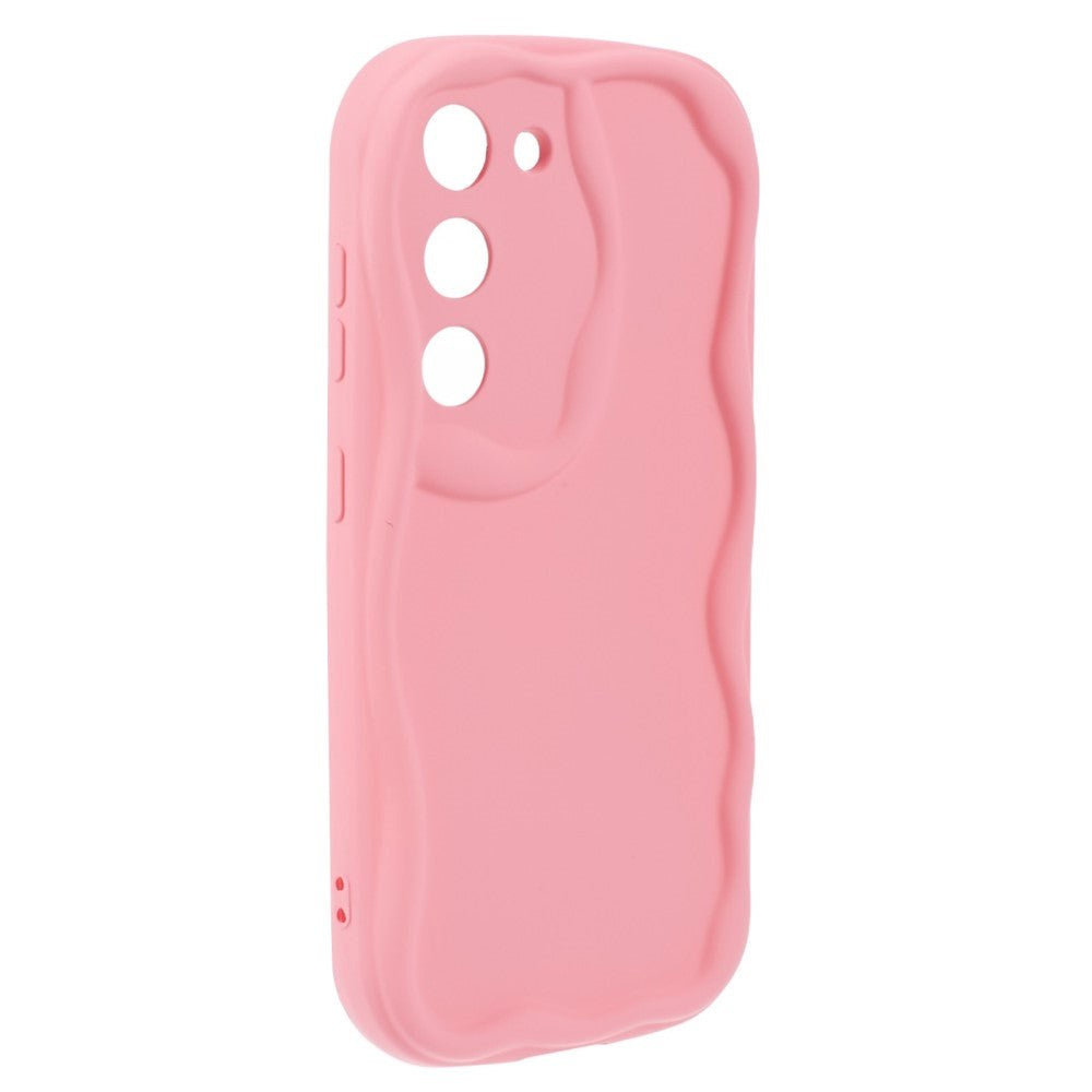 Samsung Galaxy S22 Fleksibelt Plastik Mobil Cover m. Bølget Kanter - Pink