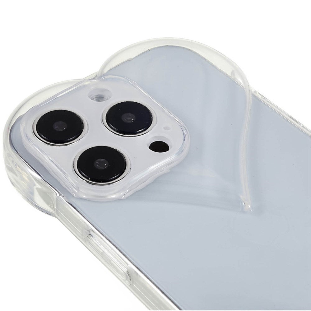 EIDERWOOD - iPhone 15 Pro - Fleksibelt Plastik Cover m. Hjerteform - Gennemsigtig