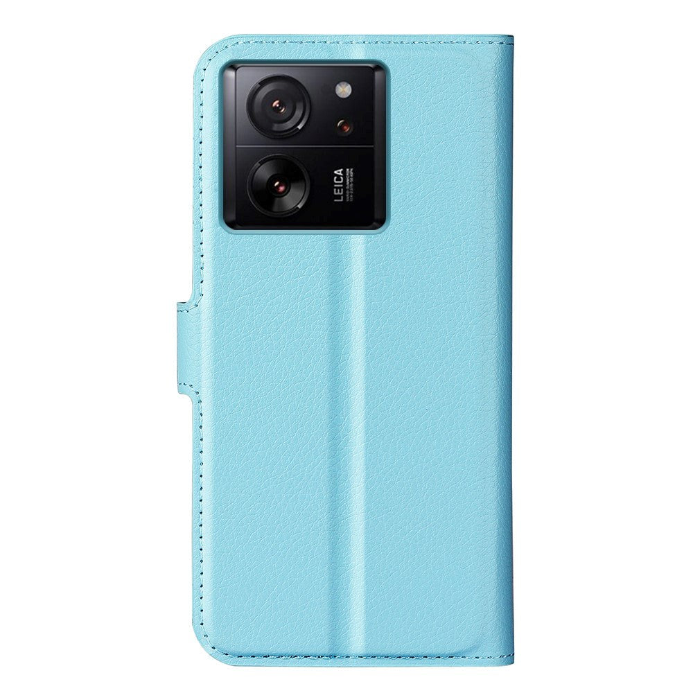 Xiaomi 13T / 13T Pro Litchi Læder Mobil Cover m. Pung - Blå