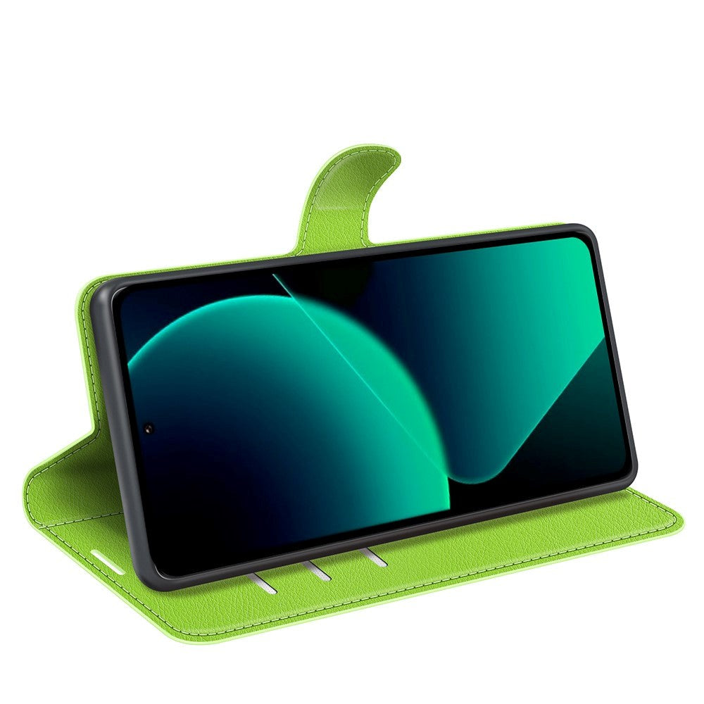 Xiaomi 13T / 13T Pro Litchi Læder Mobil Cover m. Pung - Grøn