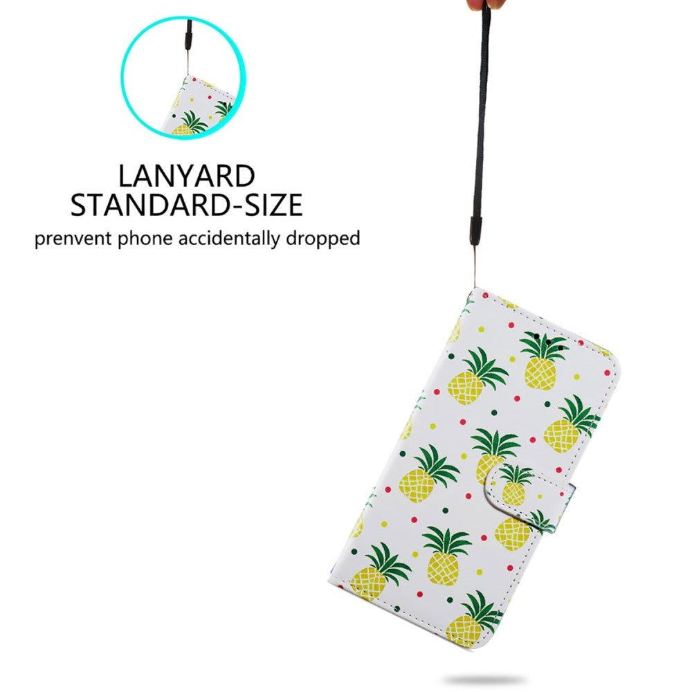 Honor 90 Lite Kunstlæder Mobil Cover m. Pung og Strop - Ananas