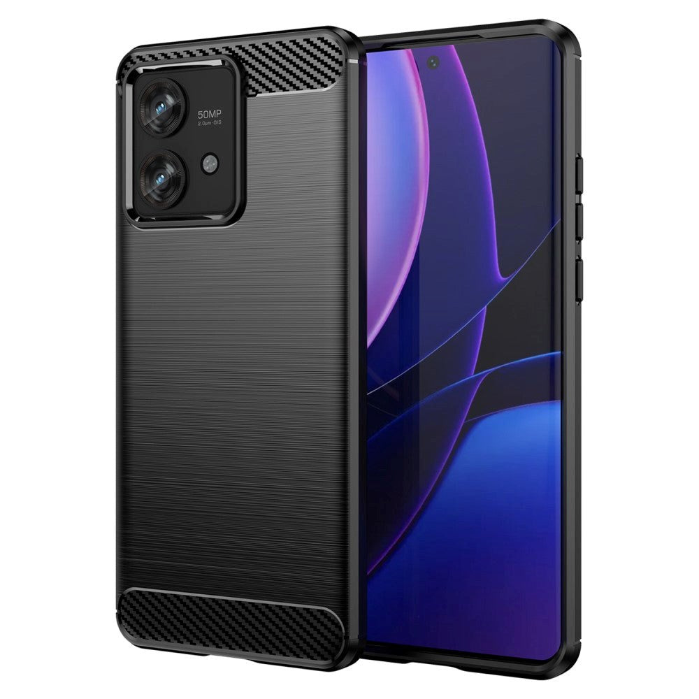 Motorola Edge 40 Neo Brushed Carbon Plastik Mobil Cover - Sort