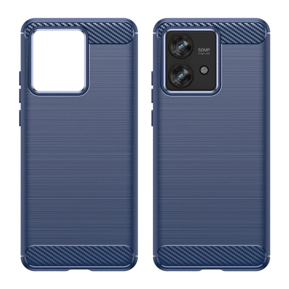 Motorola Edge 40 Neo Brushed Carbon Plastik Mobil Cover - Blå