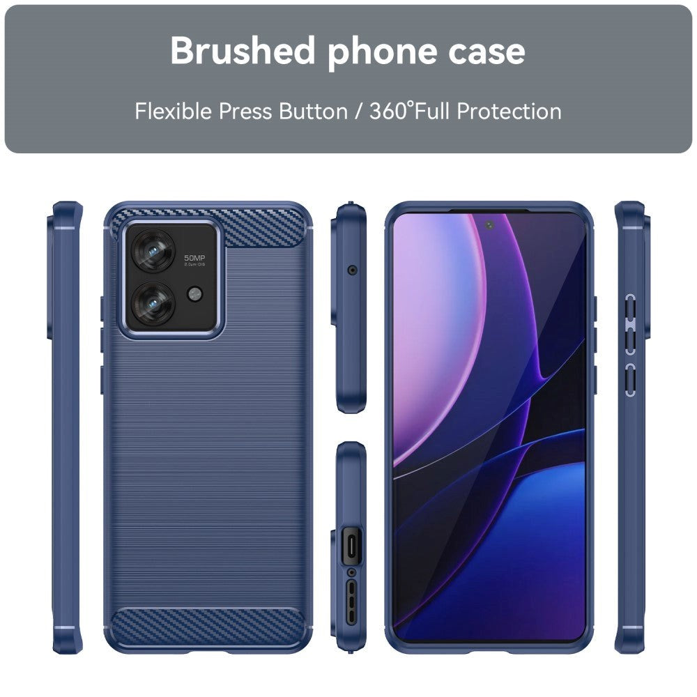 Motorola Edge 40 Neo Brushed Carbon Plastik Mobil Cover - Blå