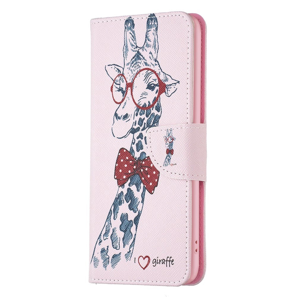Samsung Galaxy A15 (5G) / A15 Læder Mobil Cover m. Pung & Ståfunktion - Giraf