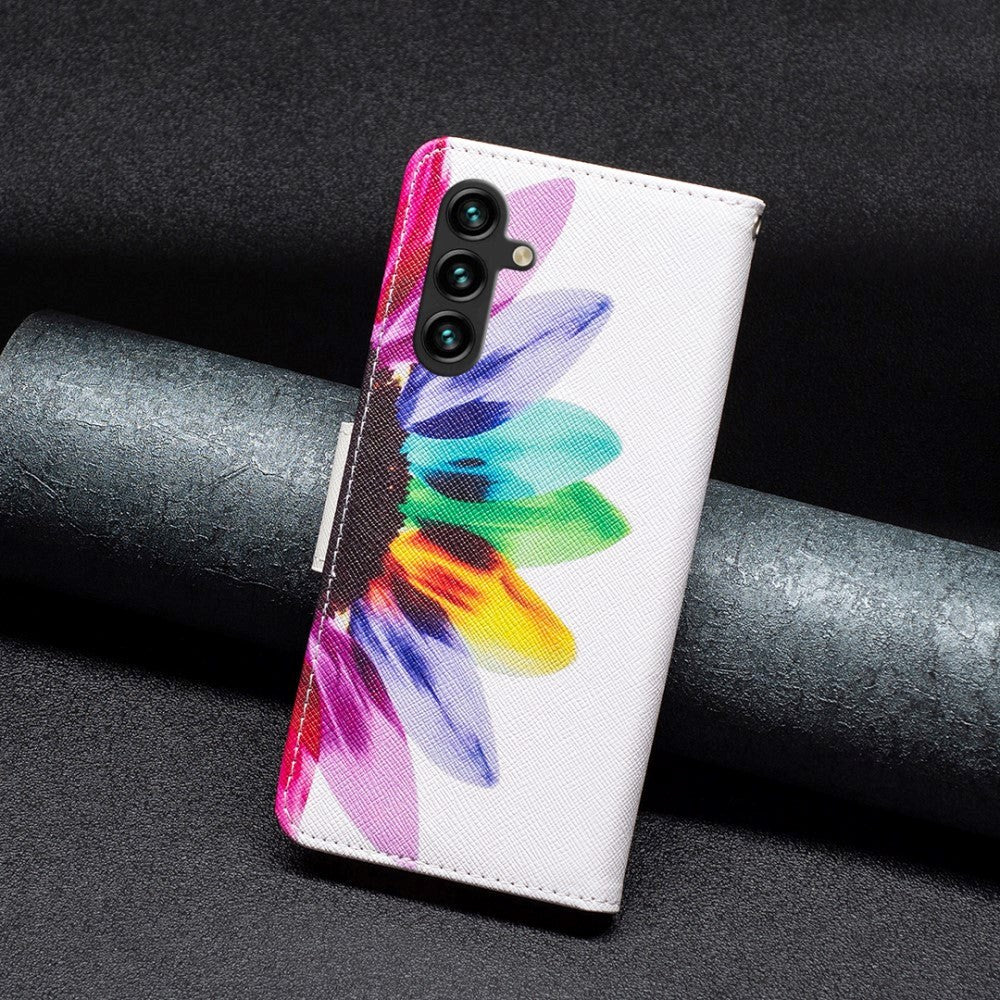 Samsung Galaxy A15 (5G) / A15 Læder Mobil Cover m. Pung & Ståfunktion - Solsikke