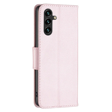 Samsung Galaxy A15 (5G) / A15 PU Litchi Læder Mobil Cover m. Pung & Strop - Rose Gold