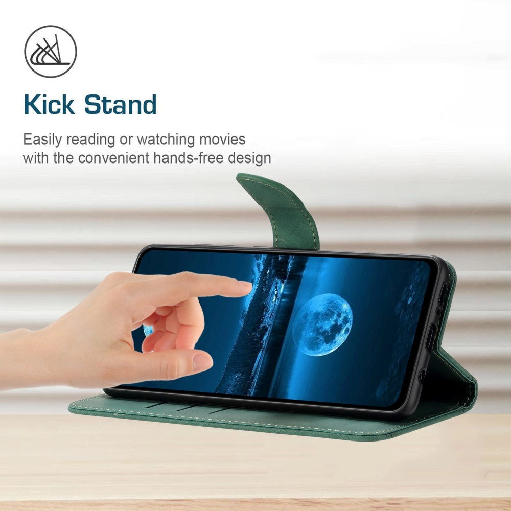 Motorola Edge 40 Neo Mønstret Læder Mobil Cover m. Pung & Strop - Grøn