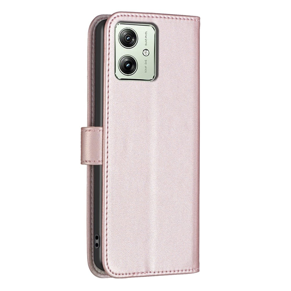 Motorola Moto G54 Læder Mobil Cover m. Ståfunktion & Kortholder - Rose Gold