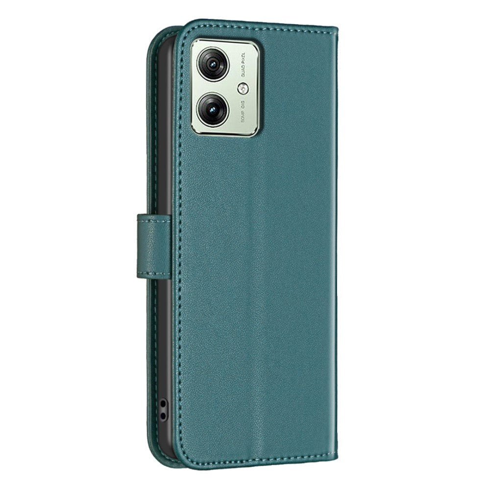 Motorola Moto G54 Læder Mobil Cover m. Ståfunktion & Kortholder - Grøn
