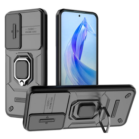 Honor 90 Lite Håndværker Mobil Cover m. Magnetisk Kickstand & Cam Slider - Sort