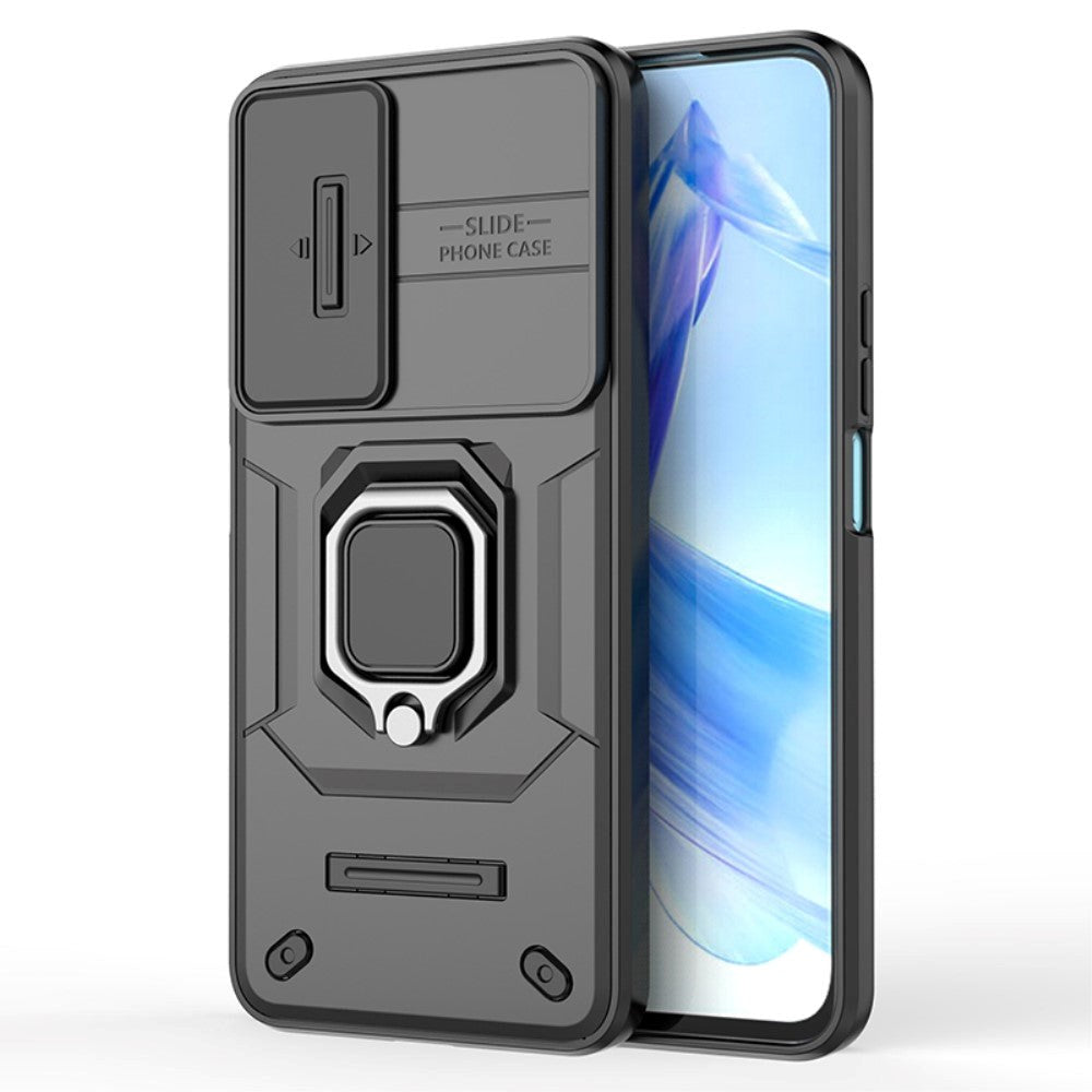 Honor 90 Lite Håndværker Mobil Cover m. Magnetisk Kickstand & Cam Slider - Sort