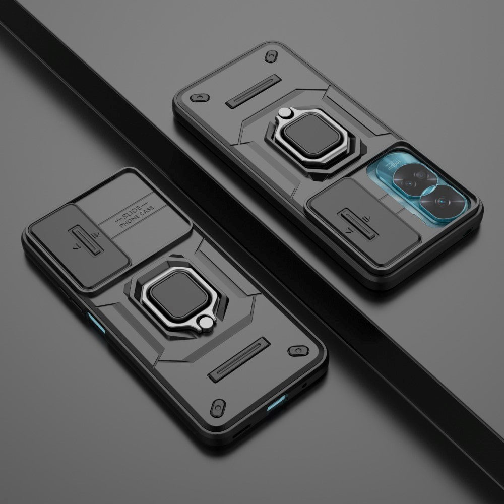 Honor 90 Lite Håndværker Mobil Cover m. Magnetisk Kickstand & Cam Slider - Sort