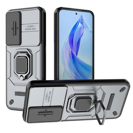 Honor 90 Lite Håndværker Mobil Cover m. Magnetisk Kickstand & Cam Slider - Grå