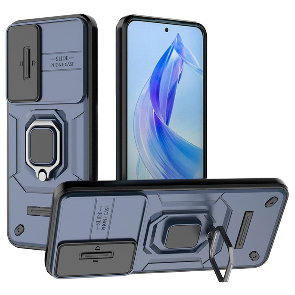 Honor 90 Lite Håndværker Mobil Cover m. Magnetisk Kickstand & Cam Slider - Blå