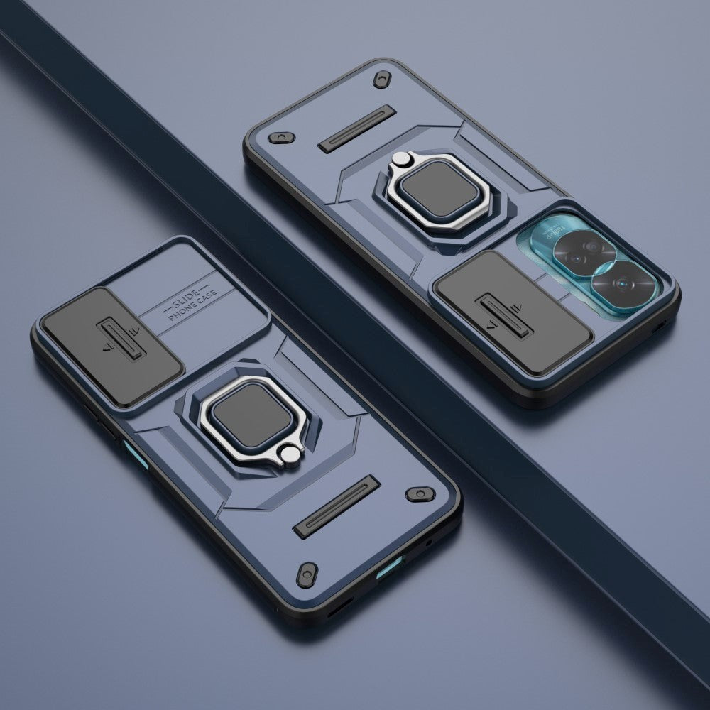 Honor 90 Lite Håndværker Mobil Cover m. Magnetisk Kickstand & Cam Slider - Blå