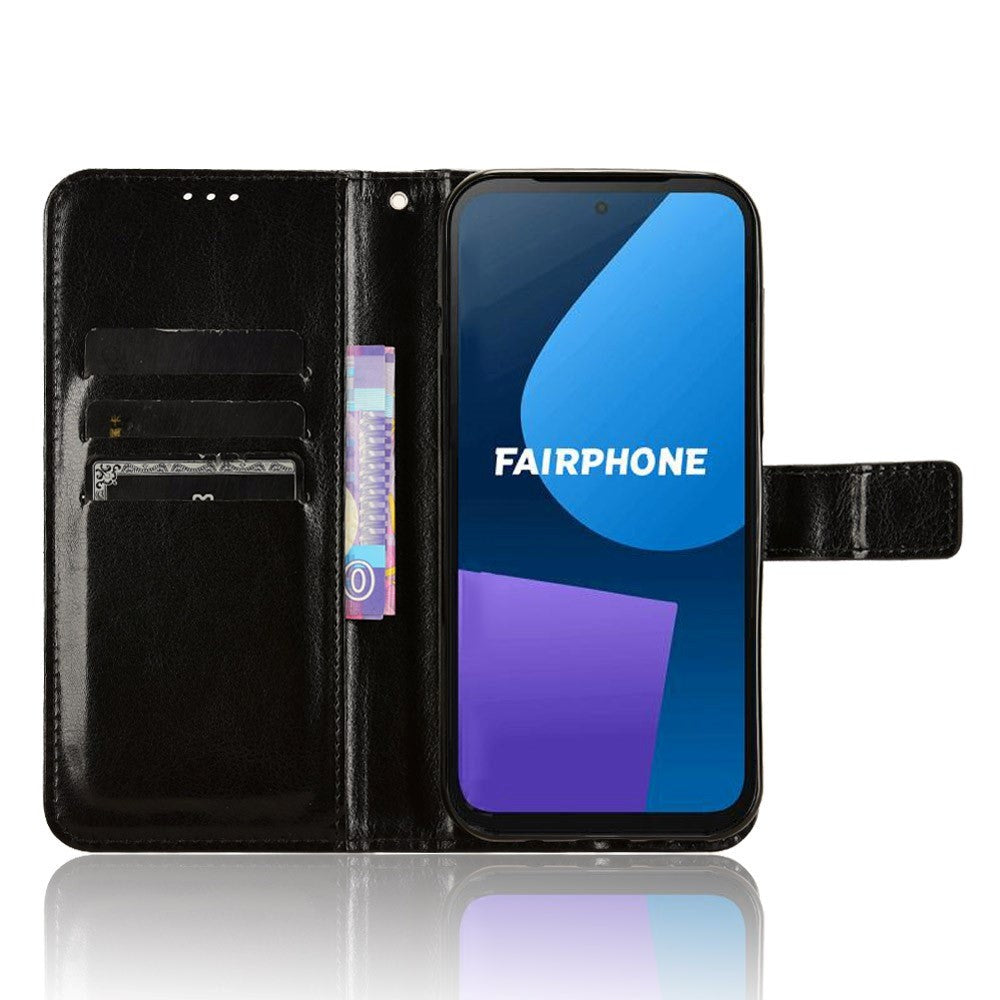 Fairphone 5 Læder Mobil Cover m. Pung & Strop - Sort