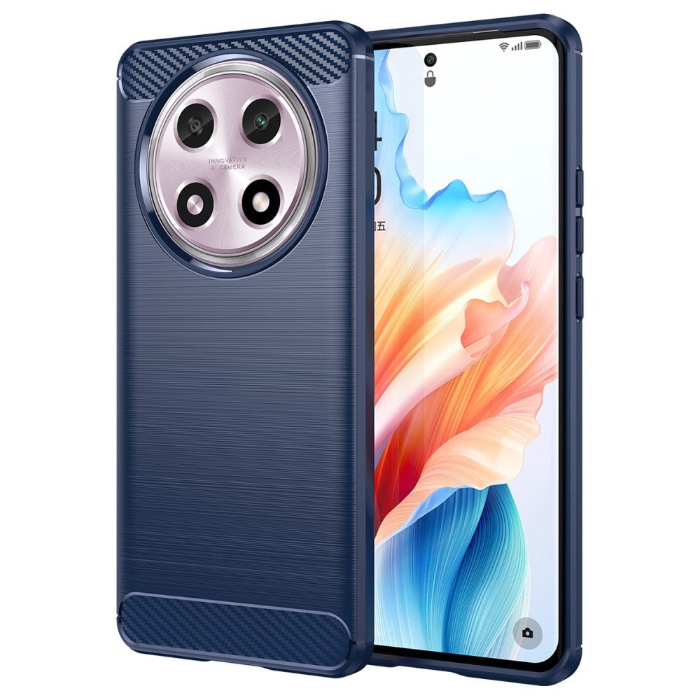 EIDERWOOD Oppo A2 Pro (5G) Brushed Carbon Fiber Mobil Cover - Blå