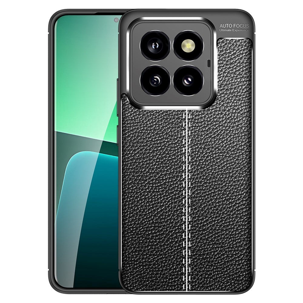 Xiaomi 14 Pro Fleksibelt Plastik Mobil Cover Litchi Tekstur - Sort