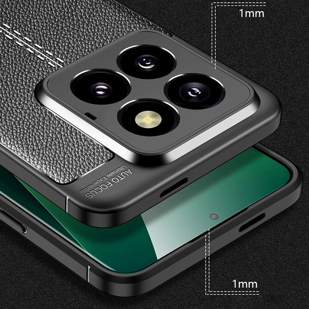 Xiaomi 14 Pro Fleksibelt Plastik Mobil Cover Litchi Tekstur - Blå