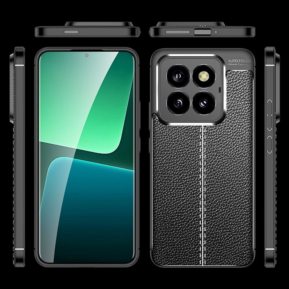 Xiaomi 14 Pro Fleksibelt Plastik Mobil Cover Litchi Tekstur - Blå