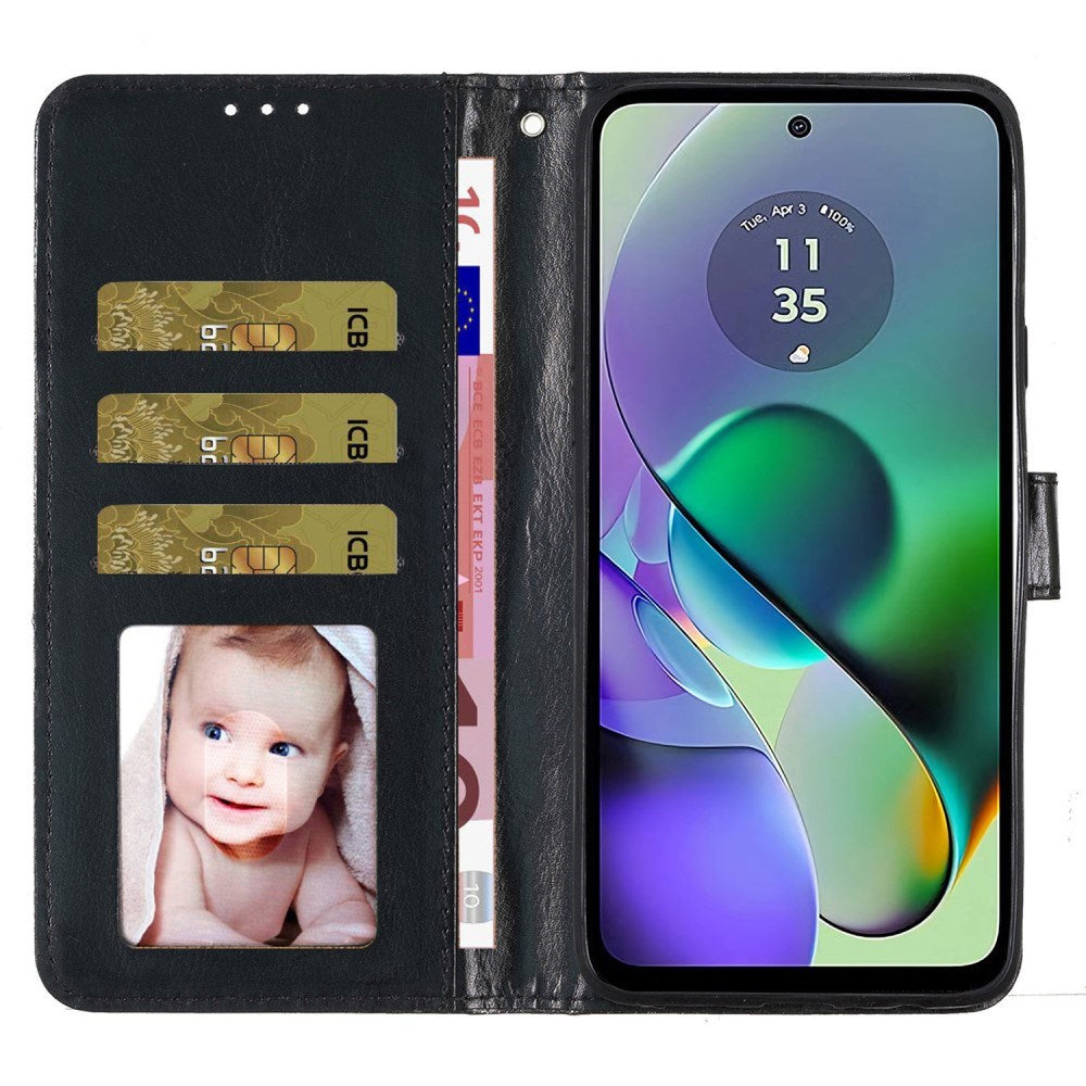 EIDERWOOD Motorola Moto G54 Læder Mobil Cover m. Pung & Strop - Glimmer - Sort