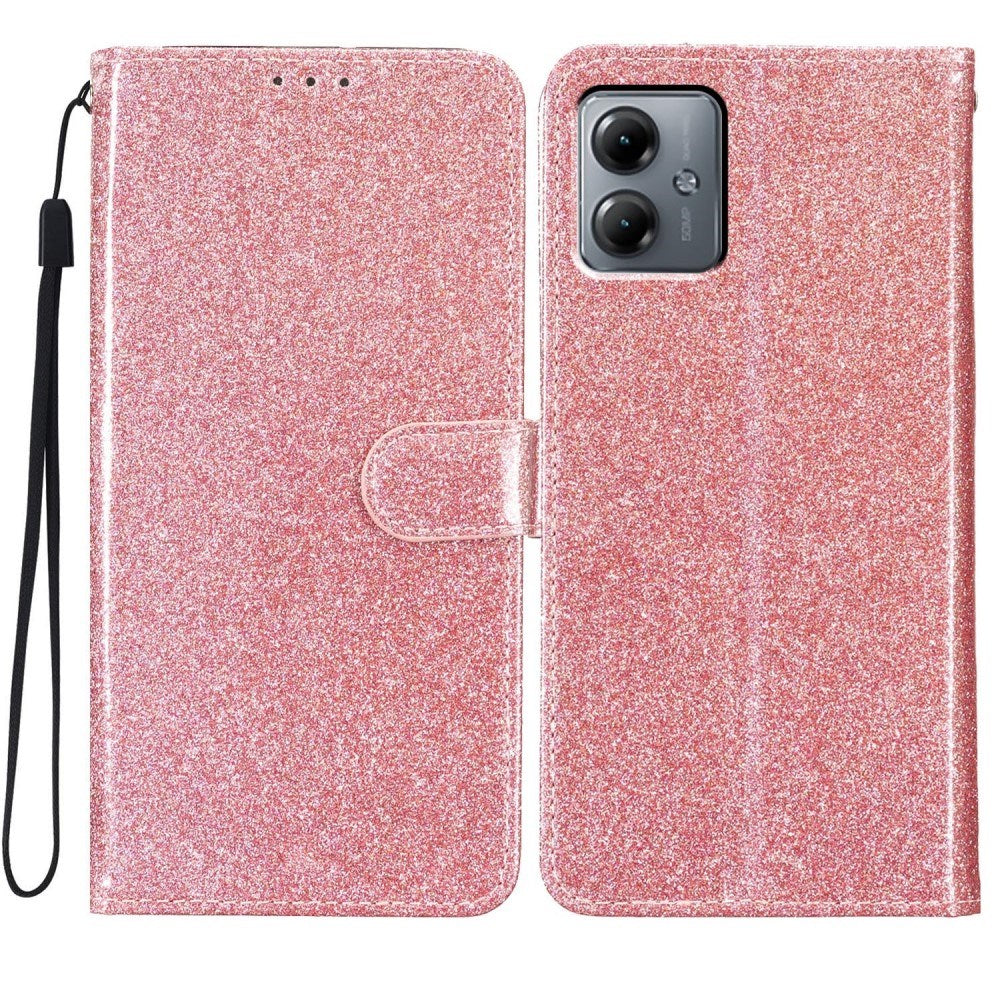 EIDERWOOD Motorola Moto G54 Læder Mobil Cover m. Pung & Strop - Glimmer - Rose Gold