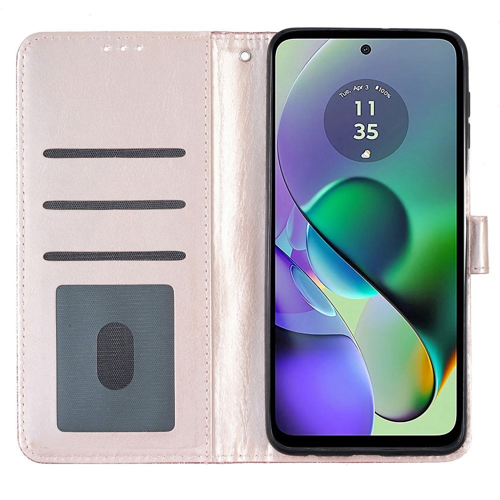 EIDERWOOD Motorola Moto G54 Læder Mobil Cover m. Pung & Strop - Glimmer - Rose Gold