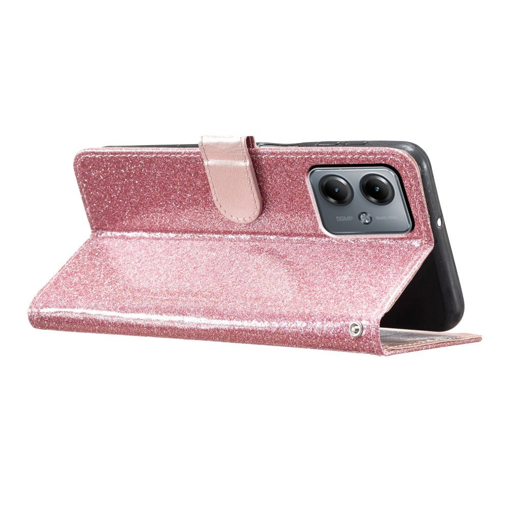 EIDERWOOD Motorola Moto G54 Læder Mobil Cover m. Pung & Strop - Glimmer - Rose Gold