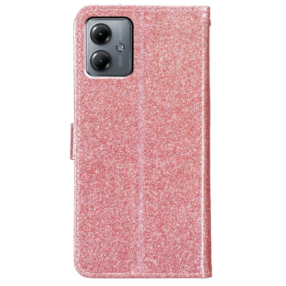 EIDERWOOD Motorola Moto G54 Læder Mobil Cover m. Pung & Strop - Glimmer - Rose Gold