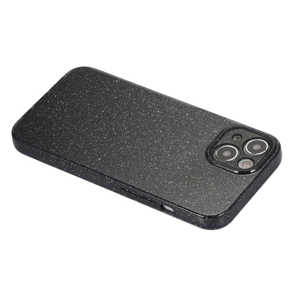 iPhone 15 Fleksibelt Plastik Mobil Cover m. Glimmer - Sort