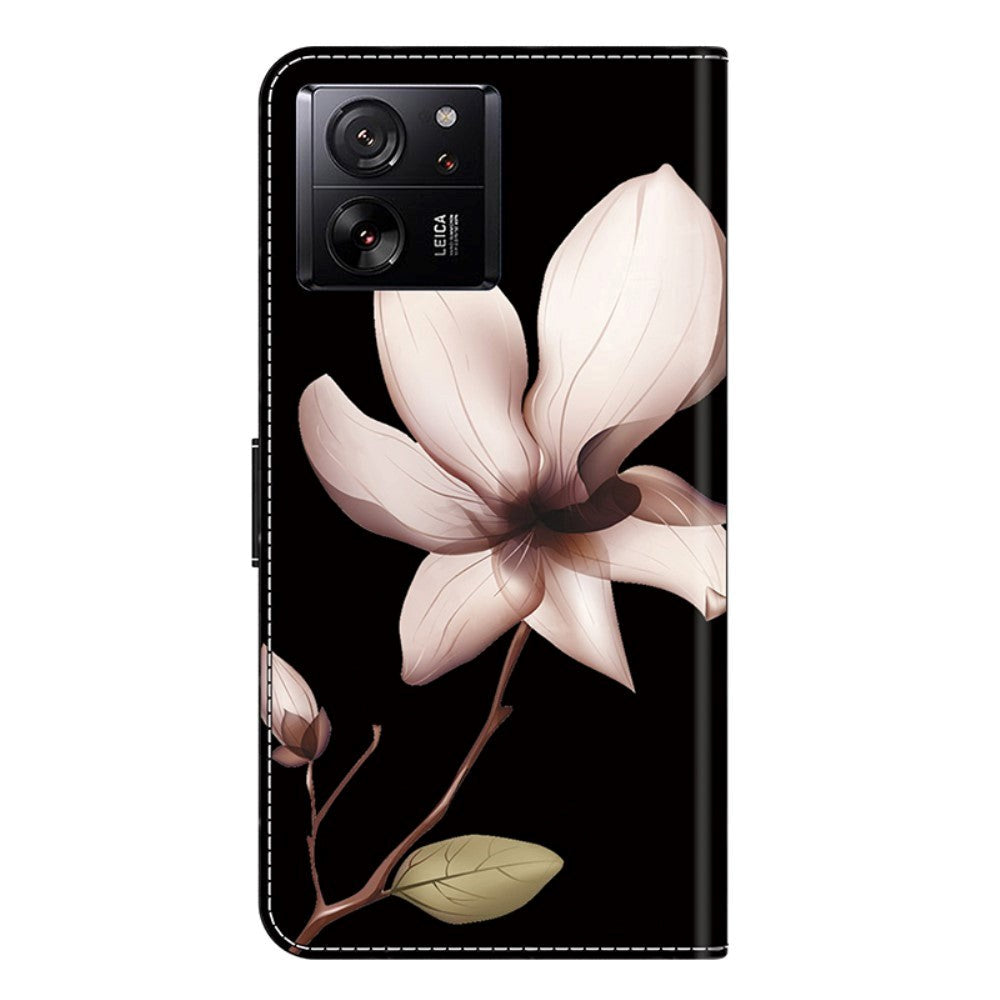 Xiaomi 13T / 13T Pro Læder Mobil Cover m. Pung & Print - Blomst