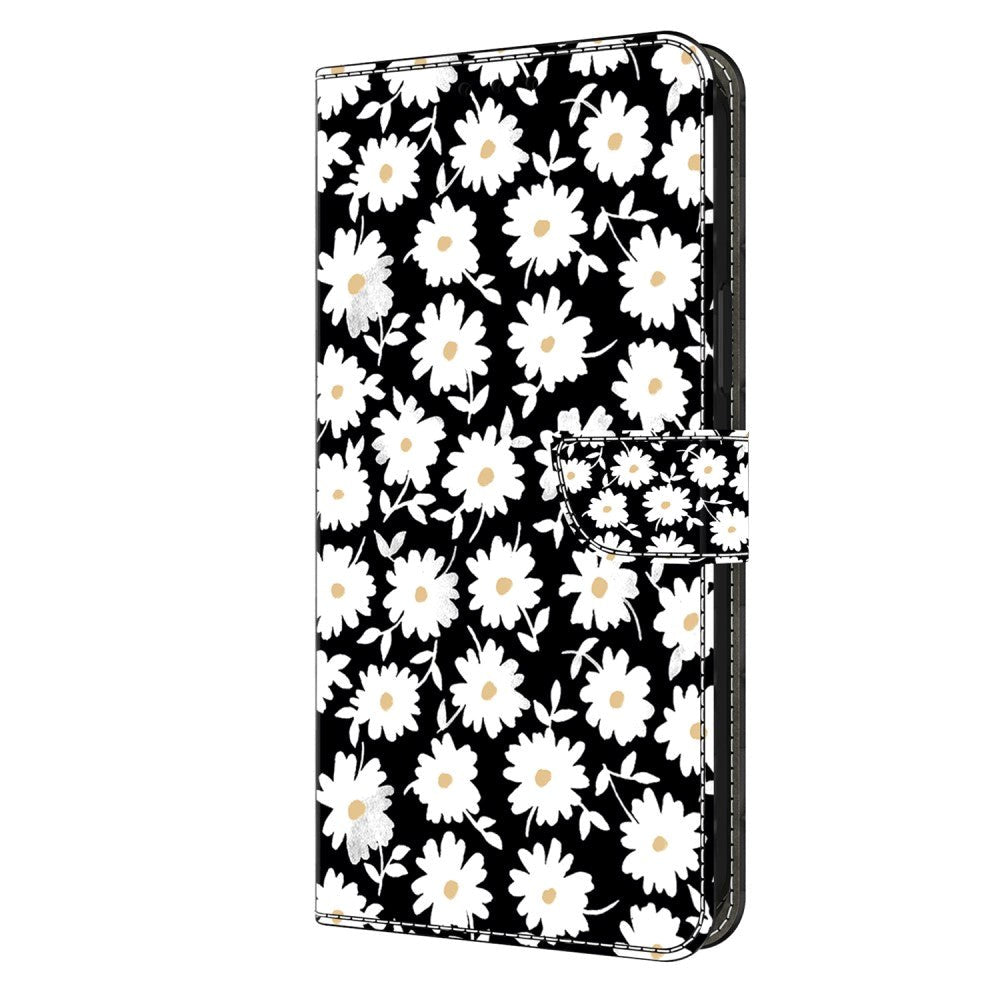 Xiaomi 13T / 13T Pro Læder Mobil Cover m. Pung & Print - Hvide Blomster