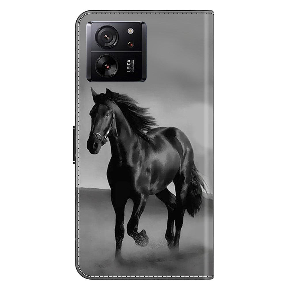 Xiaomi 13T / 13T Pro Læder Mobil Cover m. Pung & Print - Hest