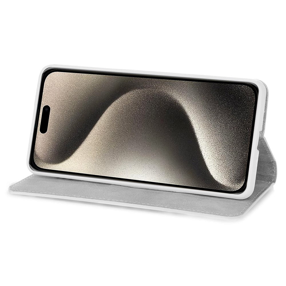 iPhone 15 Pro Læder Mobil Cover m. Pung & Strop - Glitter Design - Sort