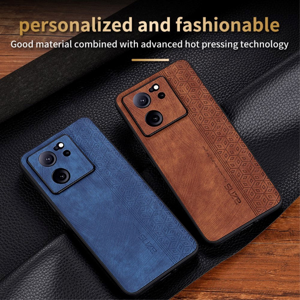 Xiaomi 13T / 13T AZNS Læderbelagt Plastik Mobil Cover m. Mønster - Blå