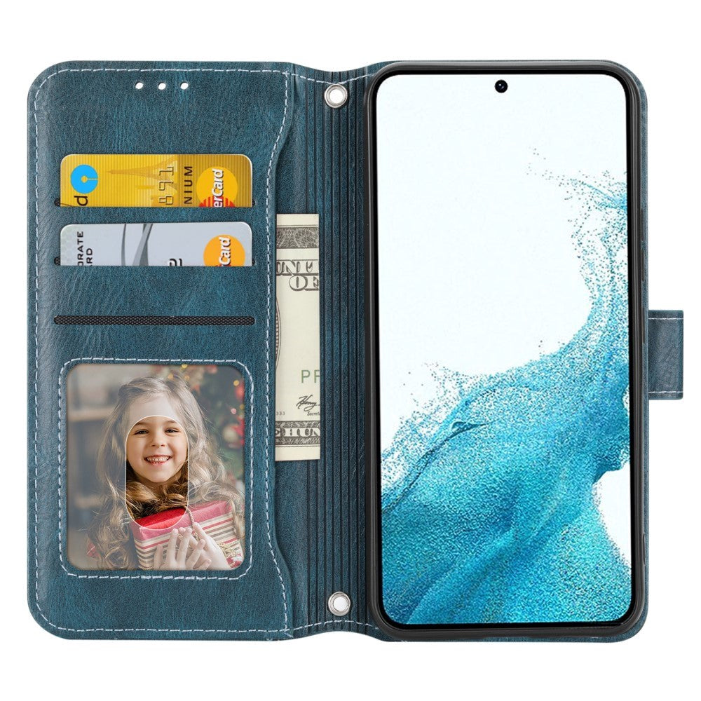 Samsung Galaxy A25 (5G) Læder Mobil Cover m. Lynlåslomme & Strop - Blå