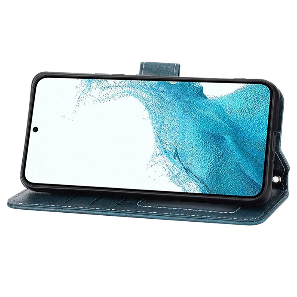 Samsung Galaxy A25 (5G) Læder Mobil Cover m. Lynlåslomme & Strop - Blå