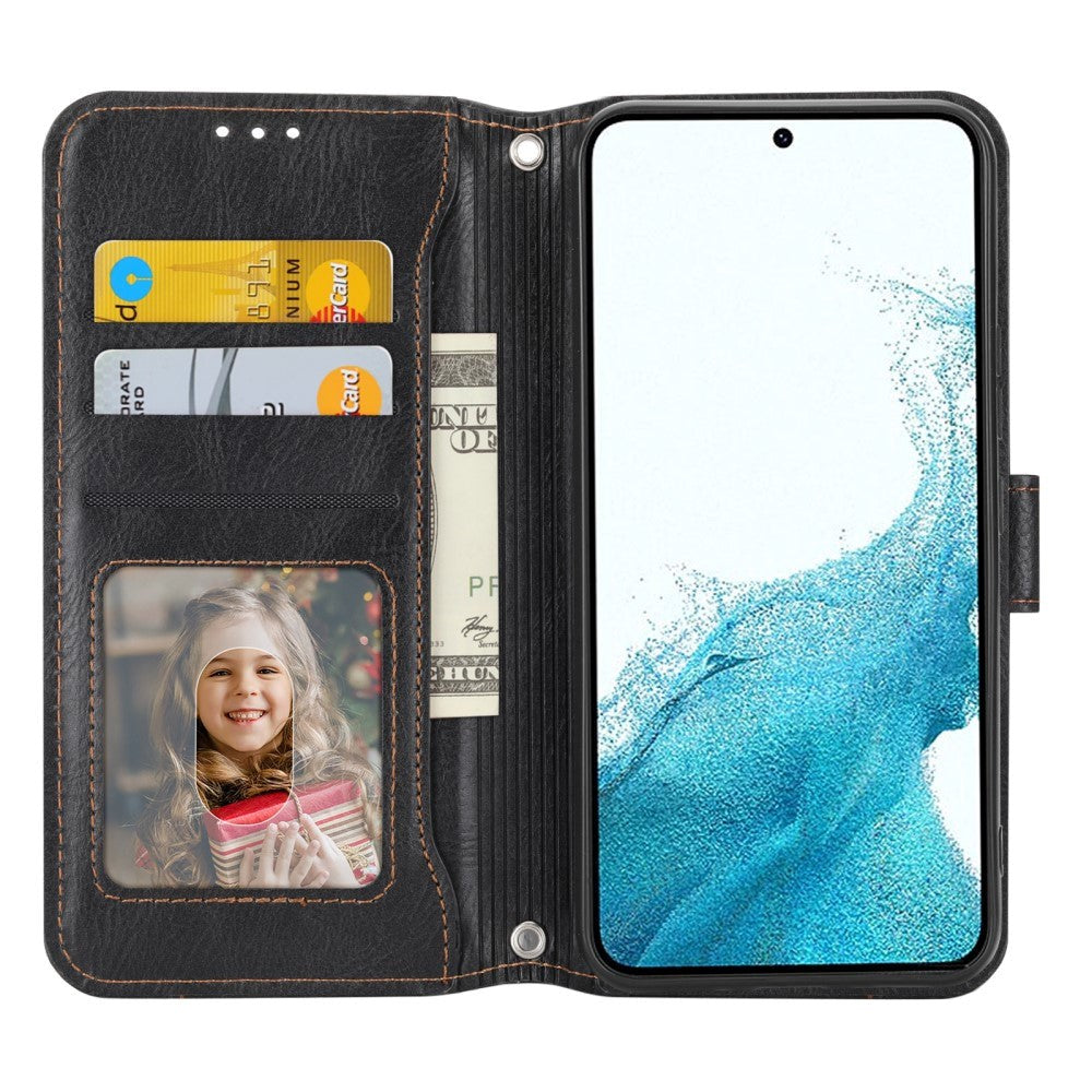 Samsung Galaxy A25 (5G) Læder Mobil Cover m. Lynlåslomme & Strop - Sort