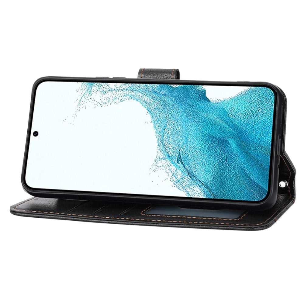 Samsung Galaxy A25 (5G) Læder Mobil Cover m. Lynlåslomme & Strop - Sort