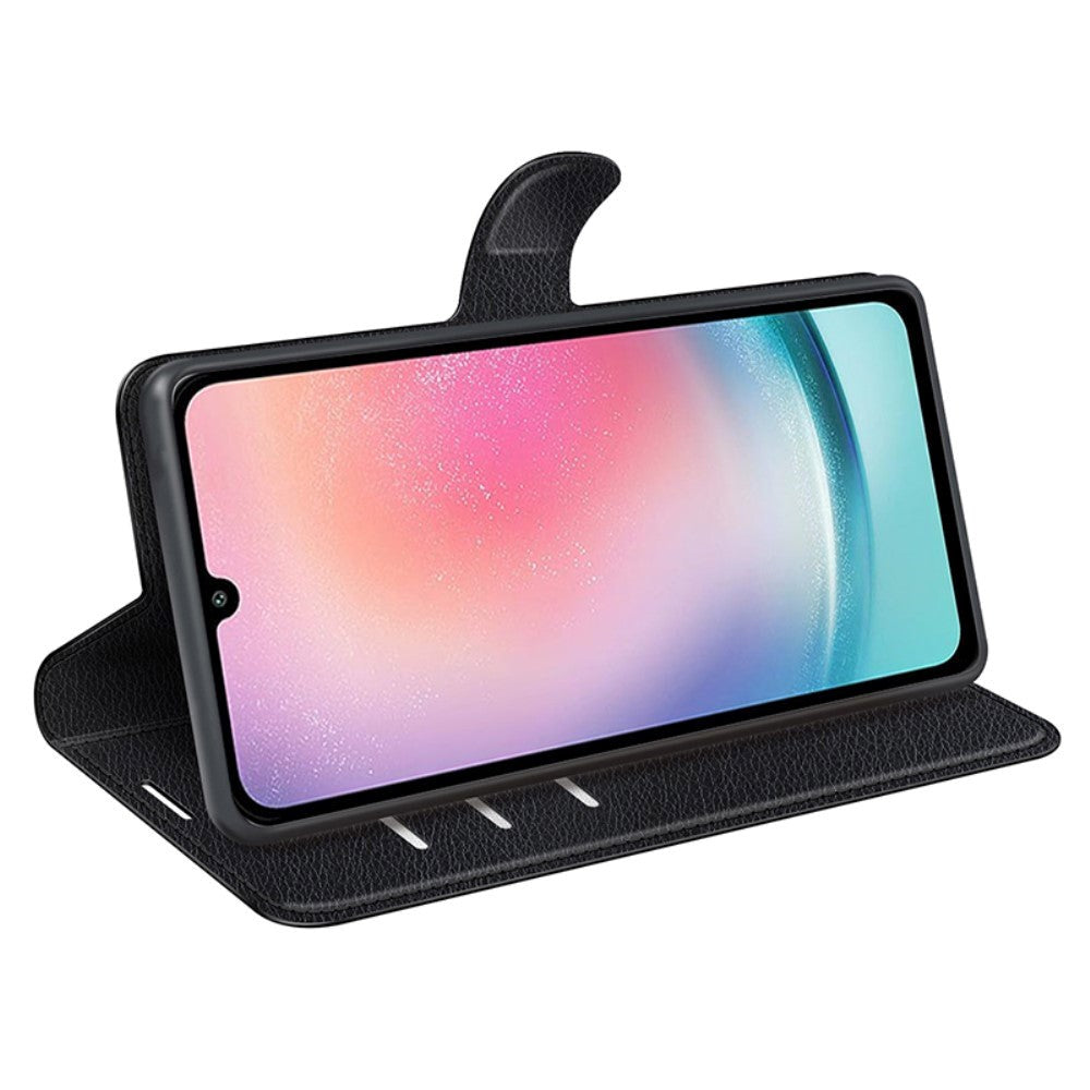 Samsung Galaxy A25 (5G) Litchi Læder Mobil Cover m. Pung - Sort