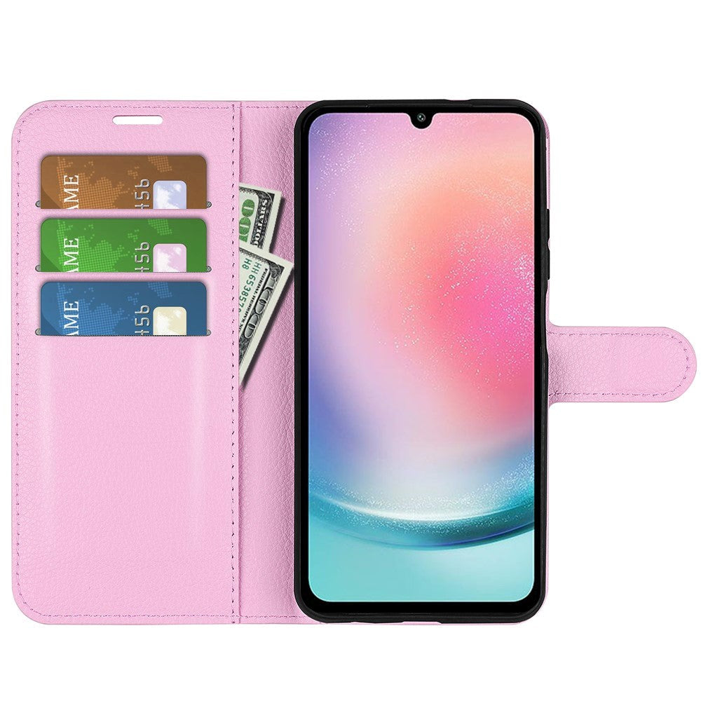 Samsung Galaxy A25 (5G) Litchi Læder Mobil Cover m. Pung - Pink