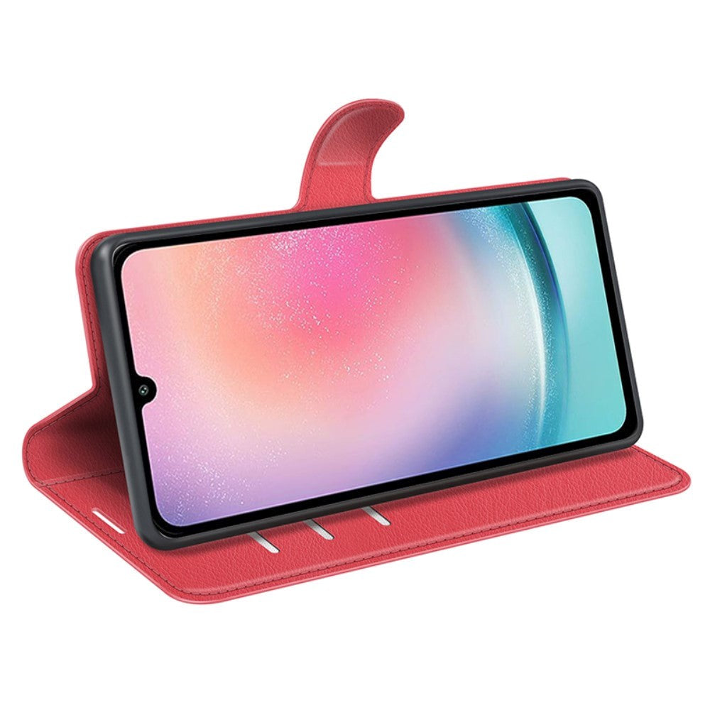 Samsung Galaxy A25 (5G) Litchi Læder Mobil Cover m. Pung - Rød