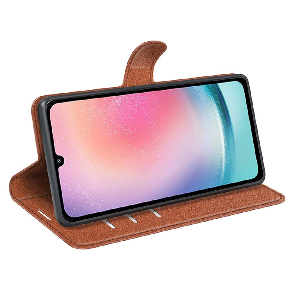 Samsung Galaxy A25 (5G) Litchi Læder Mobil Cover m. Pung - Brun