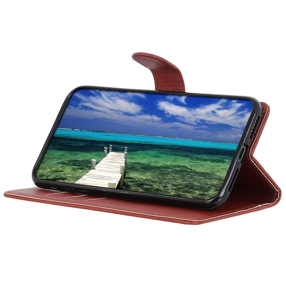 Samsung Galaxy S24 Ultra Litchi Læder Mobil Cover m. Pung - Brun