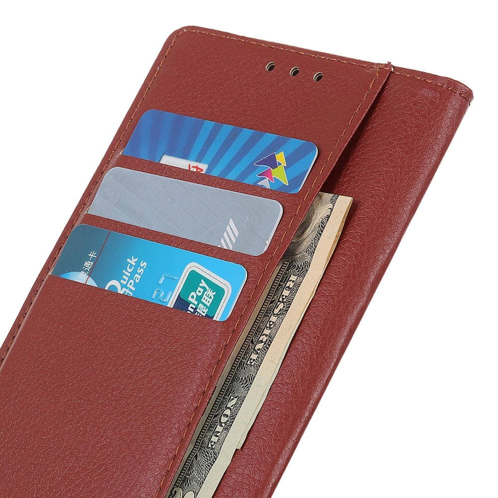 Samsung Galaxy S24 Ultra Litchi Læder Mobil Cover m. Pung - Brun