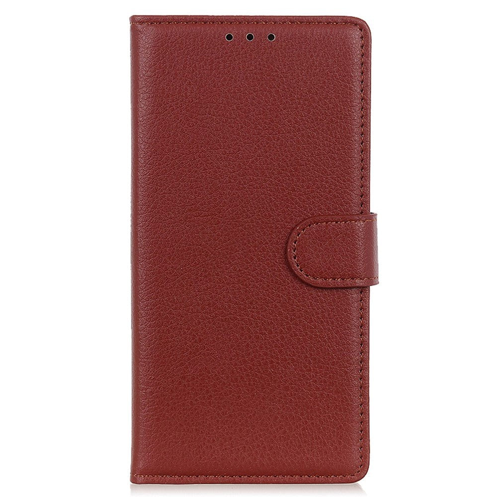 Samsung Galaxy S24 Ultra Litchi Læder Mobil Cover m. Pung - Brun