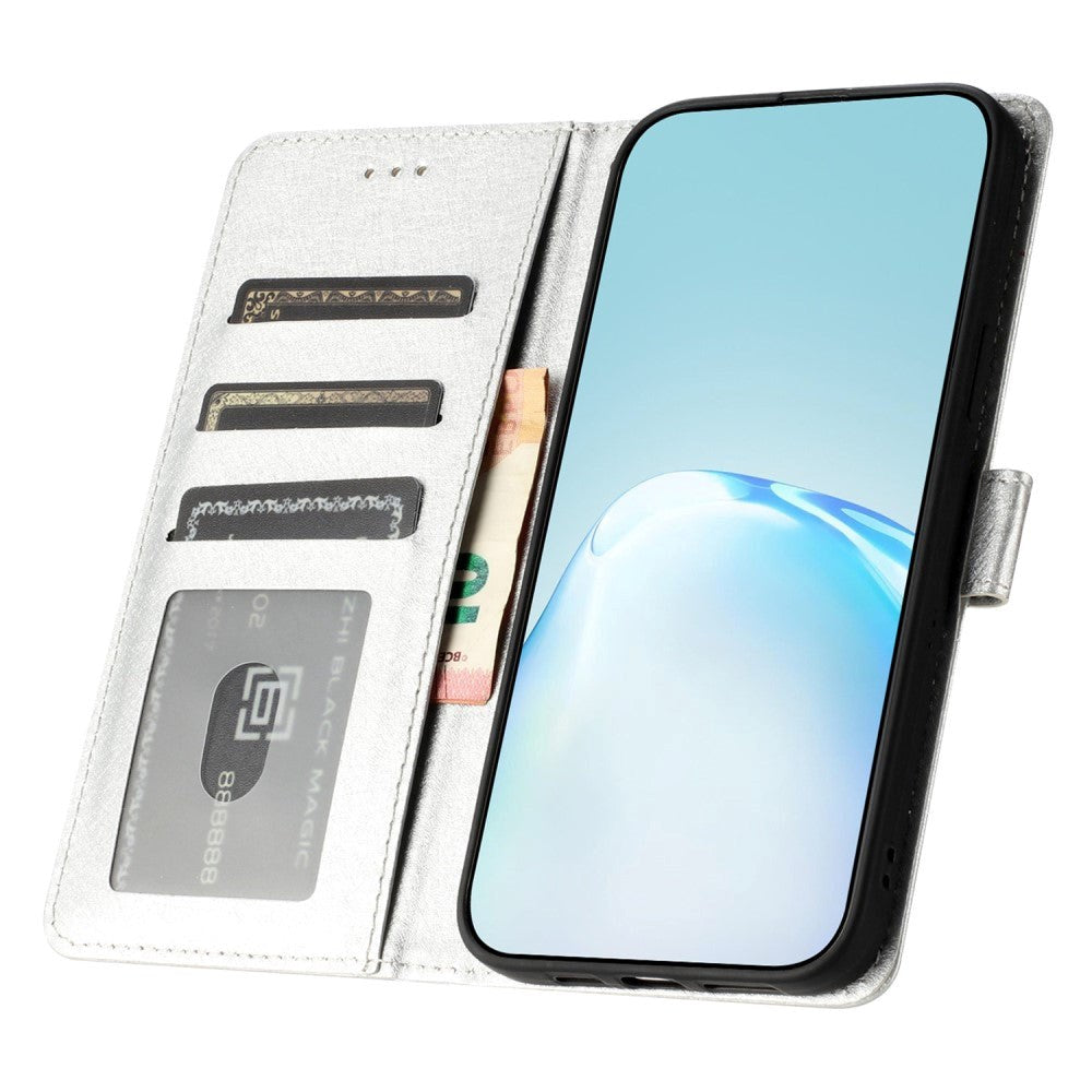 Samsung Galaxy A15 (5G) / A15 Læder Mobil Cover m. Pung og Strop - Sølv